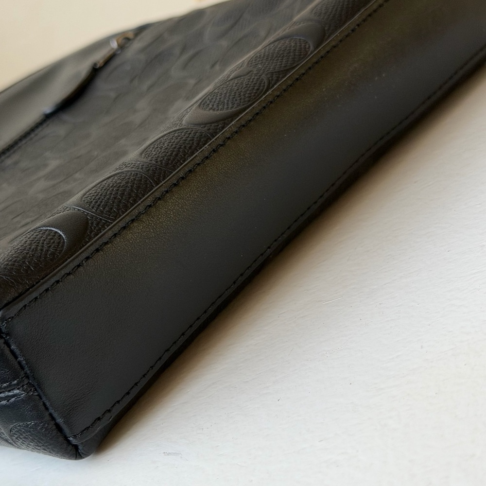 Coach Black Embossed Signature Houston Flight Crossbody Messenger - Picture 6 of 6